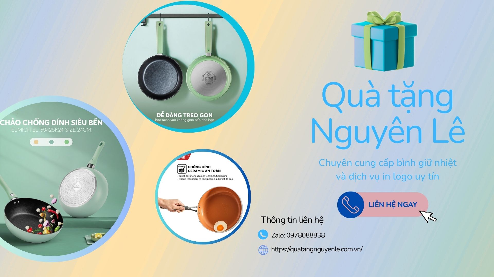 Chảo chống dính Elmoch & Sunhouse quà tặng Nguyên Lê