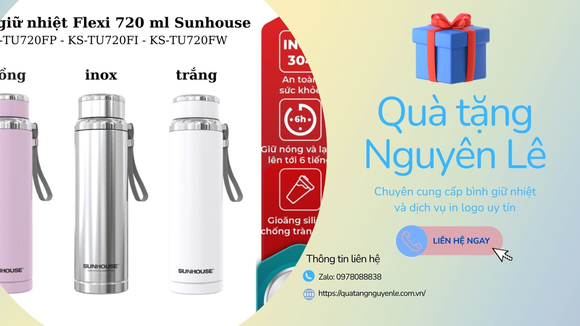 Quà tặng Nguyên lê cung cấp sản phẩm bình giữ nhiệt in logo