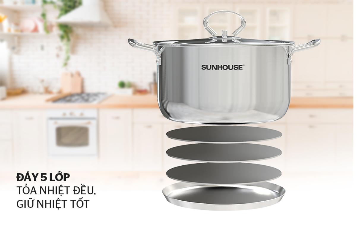 Ưu điểm nồi inox 304 sunhouse