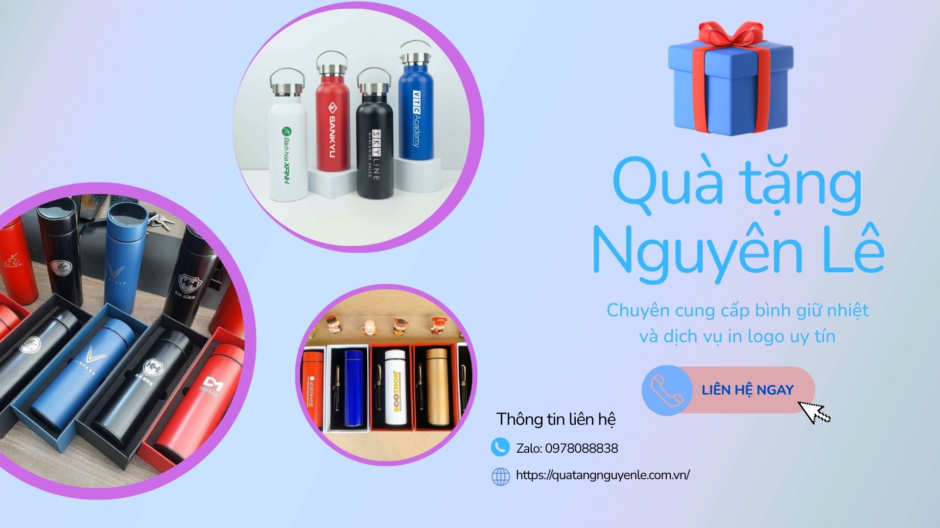 Bình giữ nhiệt cao cấp in logo Quà Tặng Nguyên Lê